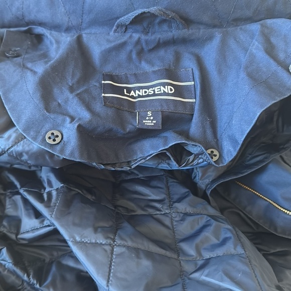 Women’s Waxed Canvas Barn Jacket raincoat hooded zip up navy blue sz S fisherman - Picture 15 of 17